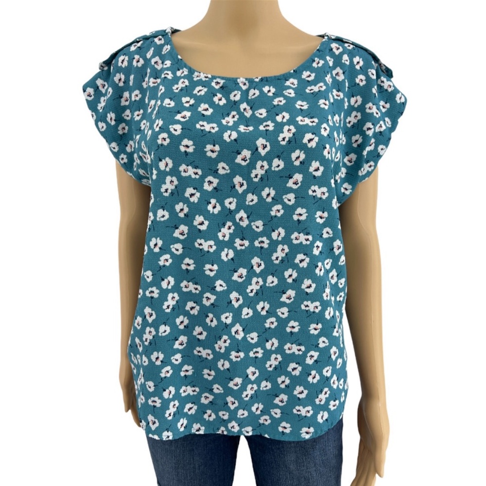 Iris teal flower shirt size M